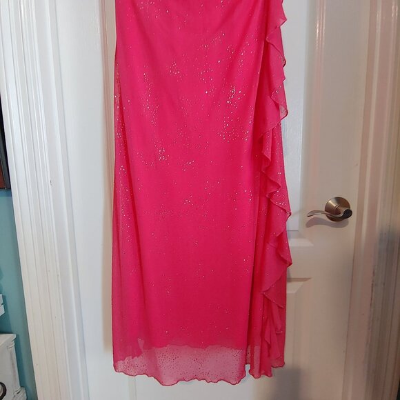 City Triangle Long Sparkly Whimsical Square Neck Dress Watermelon S Y2k 90s - Picture 9 of 10